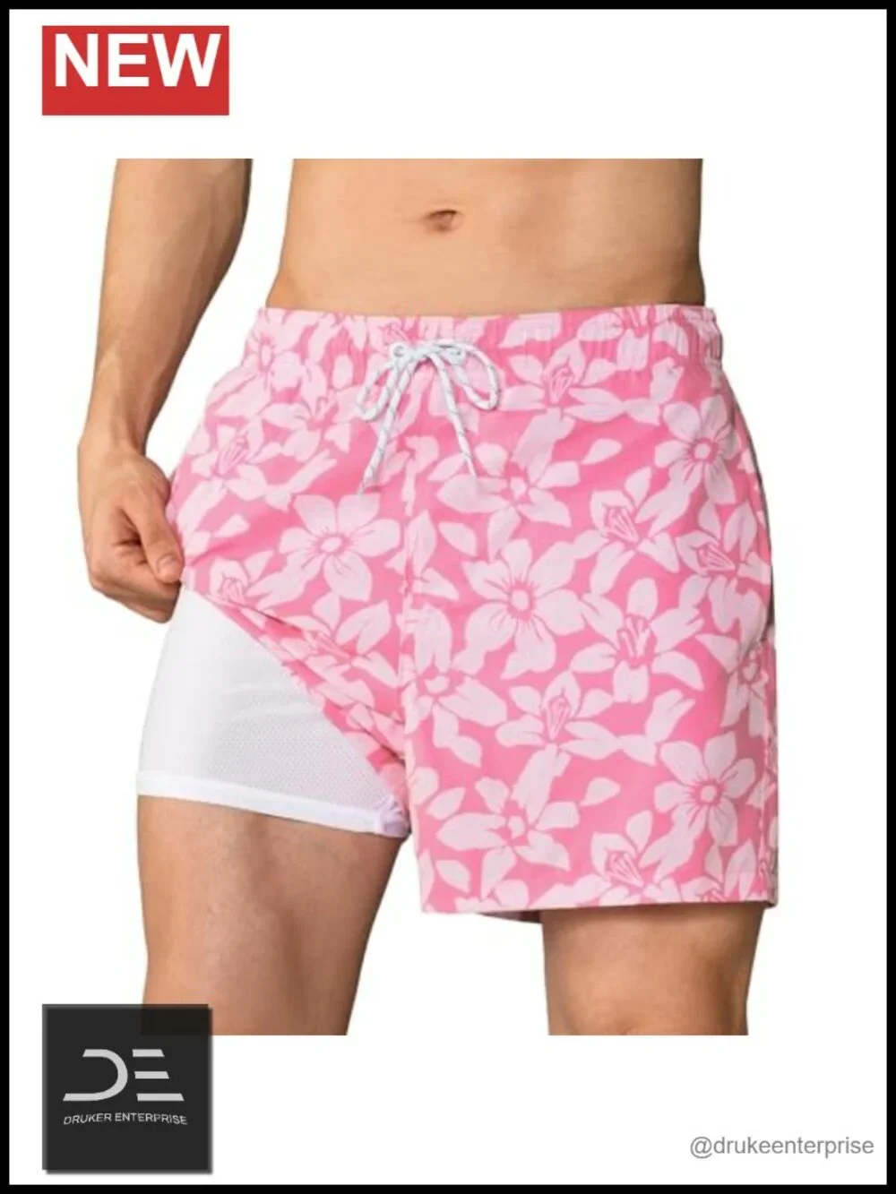 Mens Swim Trunks 5 Inch Quick Dry Stretch Board Shorts with Compression Liner